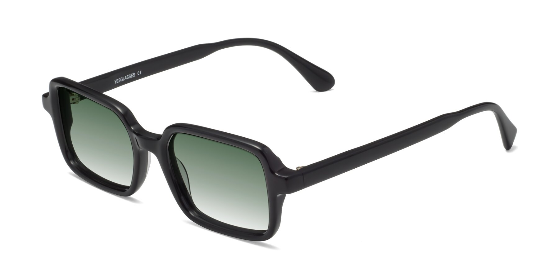 Angle of Canuto in Black with Green Gradient Lenses
