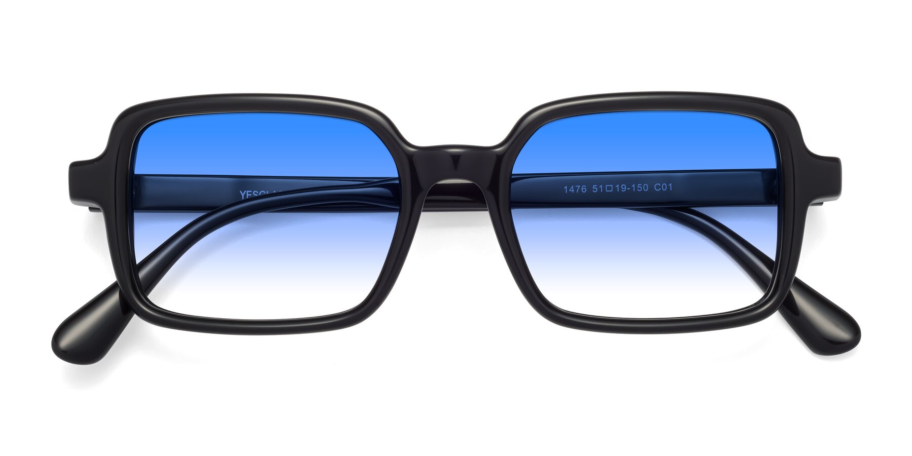 Folded Front of Canuto in Black with Blue Gradient Lenses