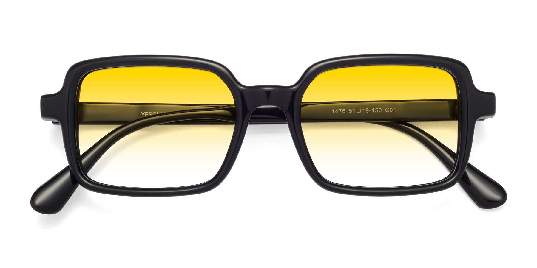 Folded Front of Canuto in Black with Yellow Gradient Lenses