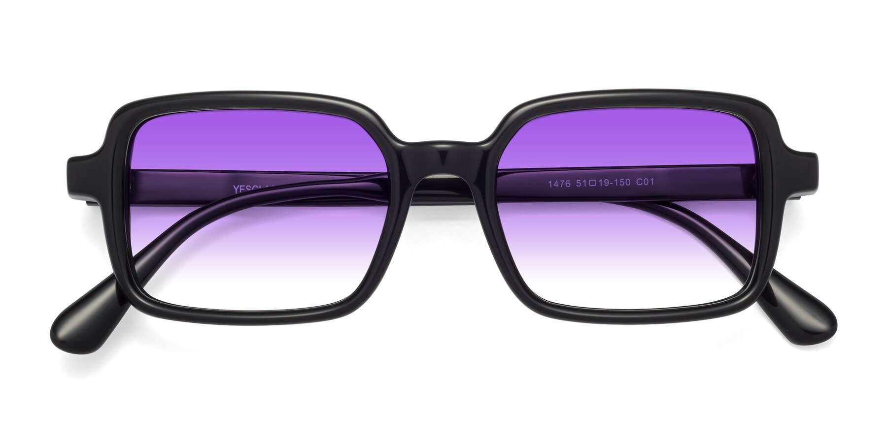 Folded Front of Canuto in Black with Purple Gradient Lenses