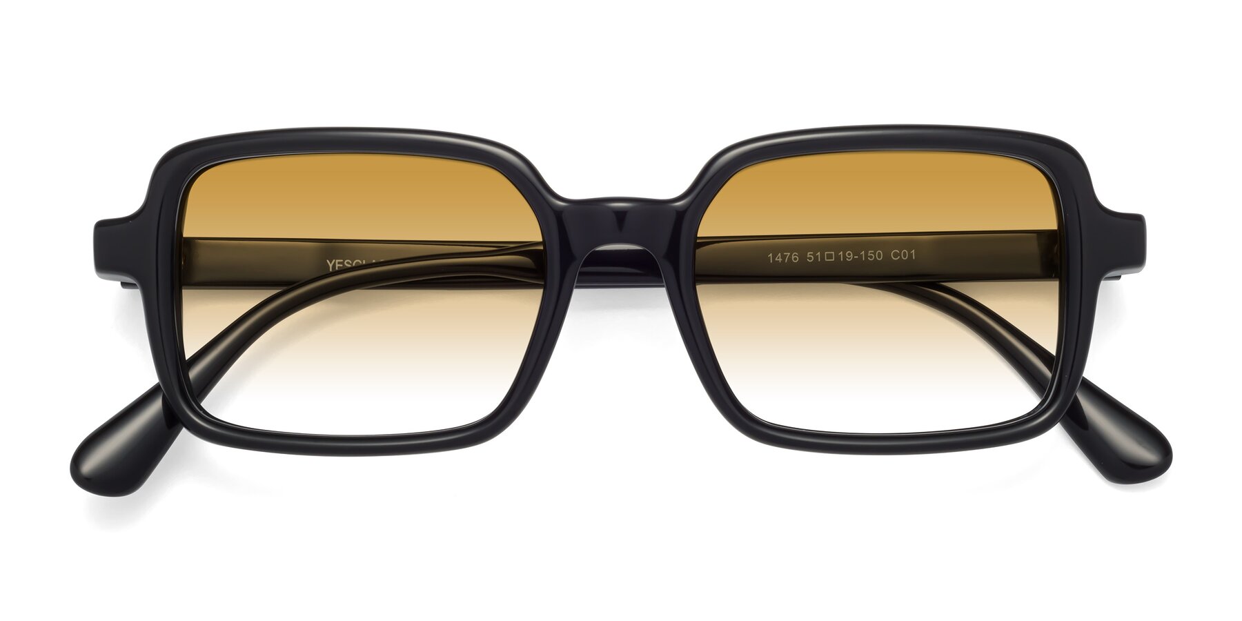 Folded Front of Canuto in Black with Champagne Gradient Lenses