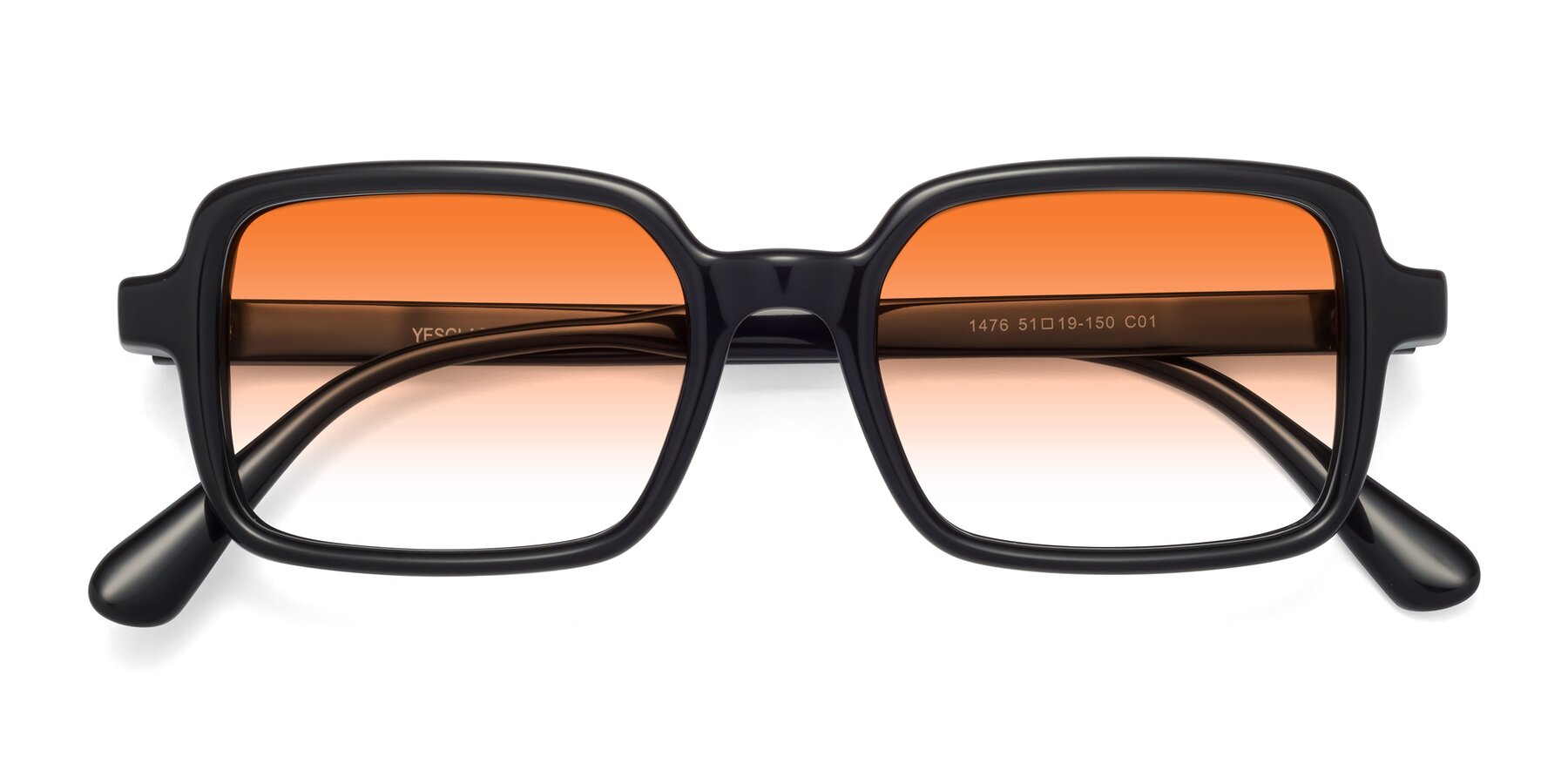 Folded Front of Canuto in Black with Orange Gradient Lenses