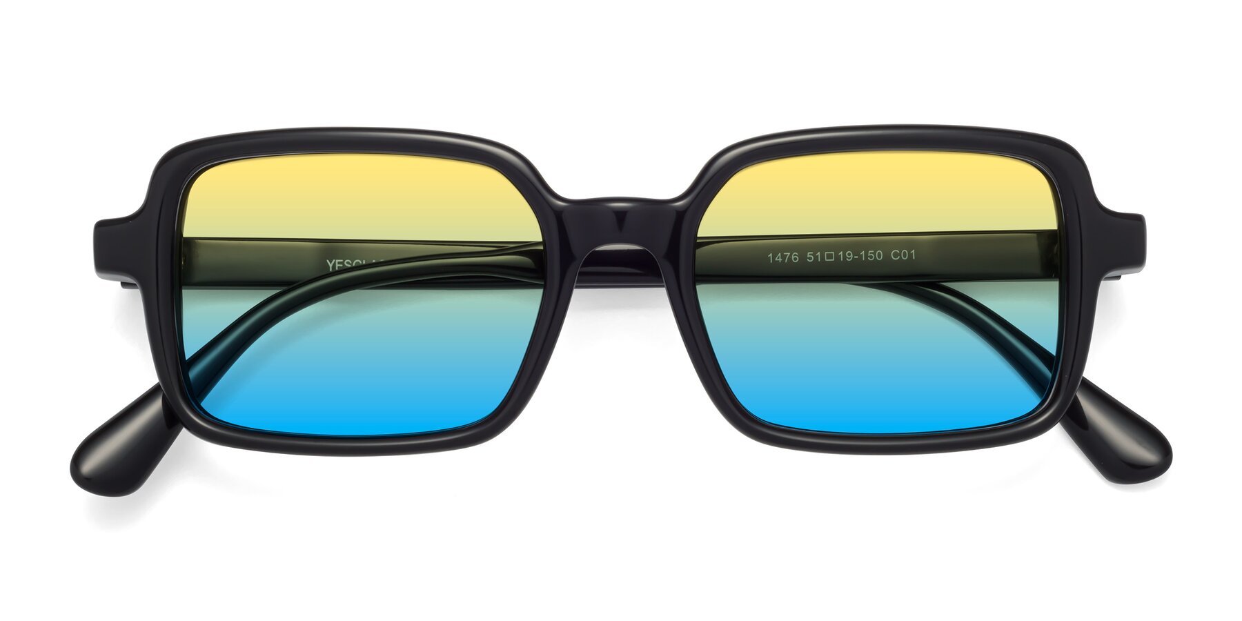 Folded Front of Canuto in Black with Yellow / Blue Gradient Lenses