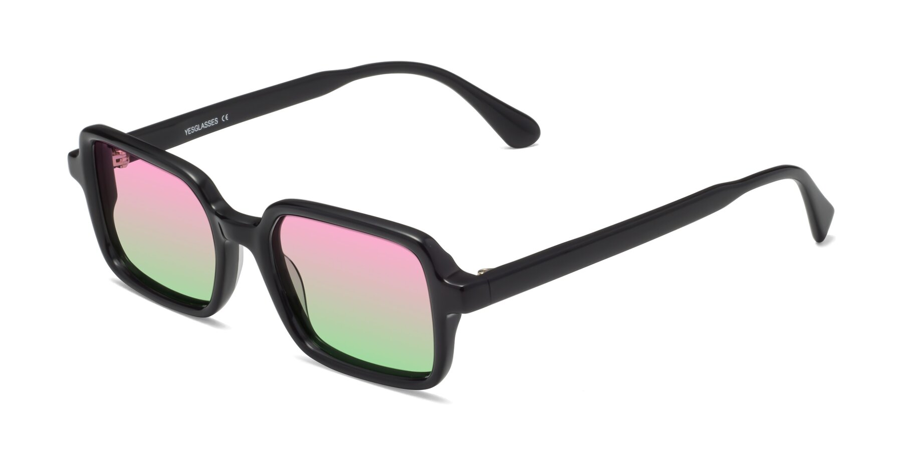 Angle of Canuto in Black with Pink / Green Gradient Lenses