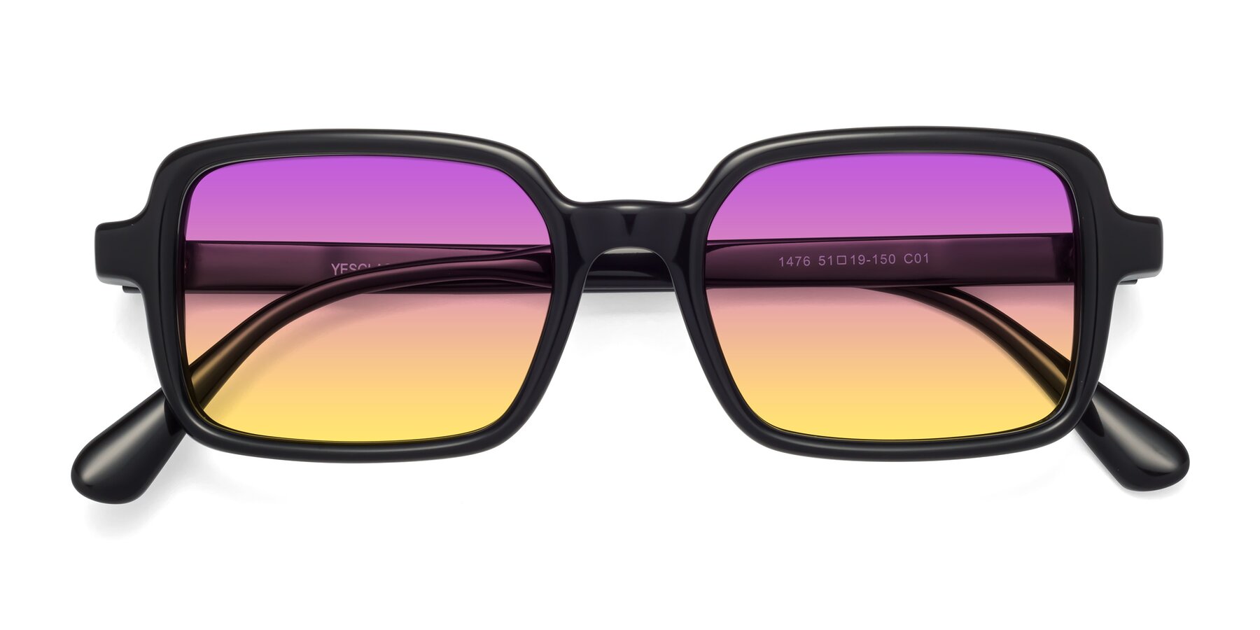 Folded Front of Canuto in Black with Purple / Yellow Gradient Lenses