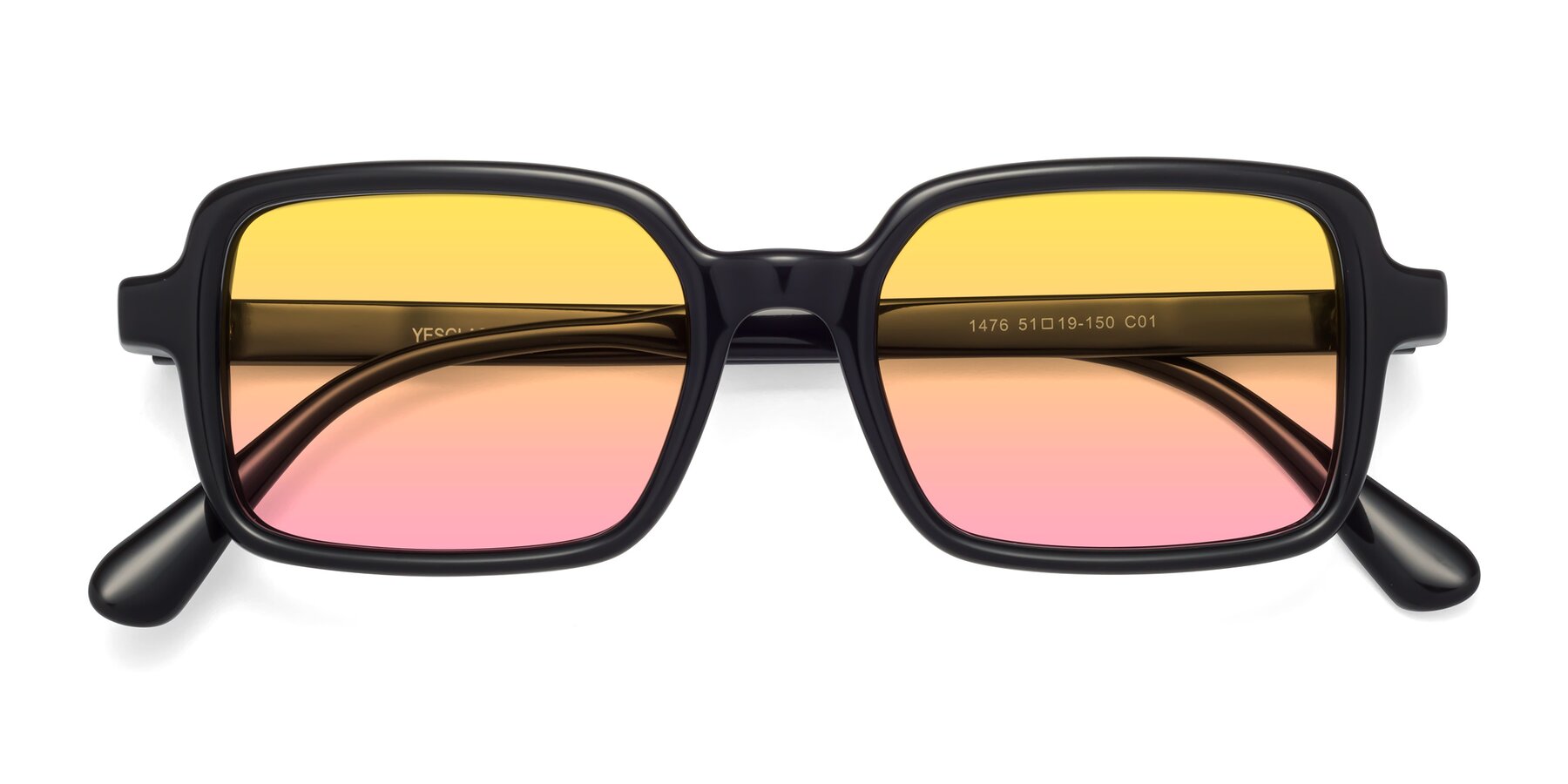 Folded Front of Canuto in Black with Yellow / Pink Gradient Lenses