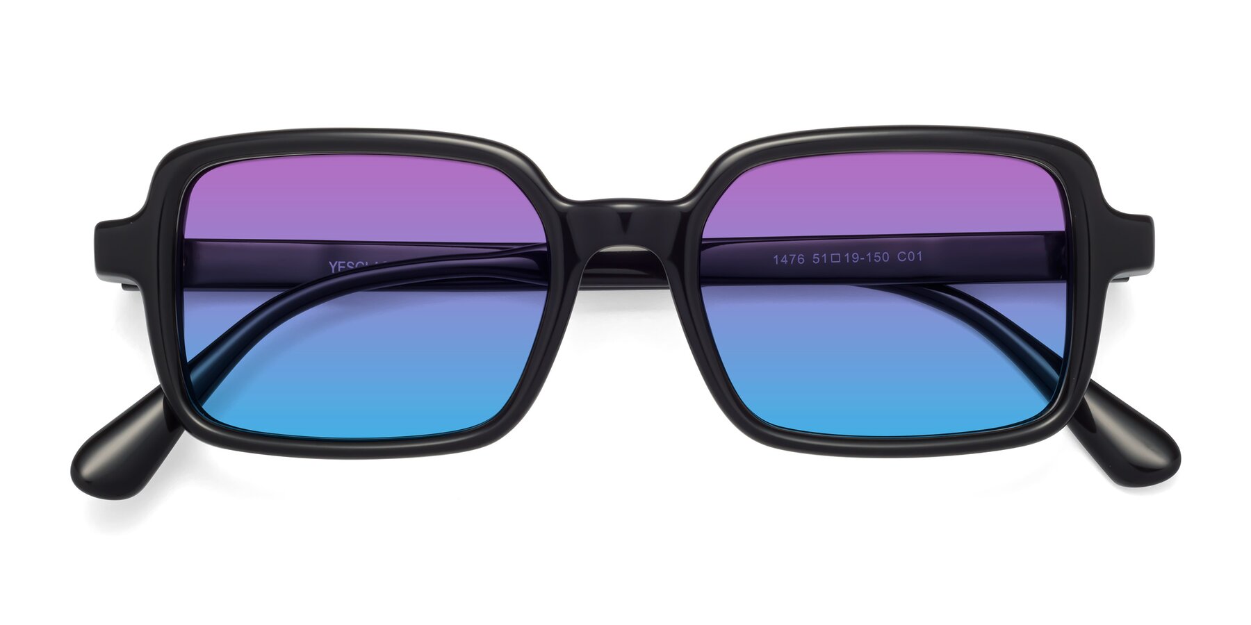 Folded Front of Canuto in Black with Purple / Blue Gradient Lenses