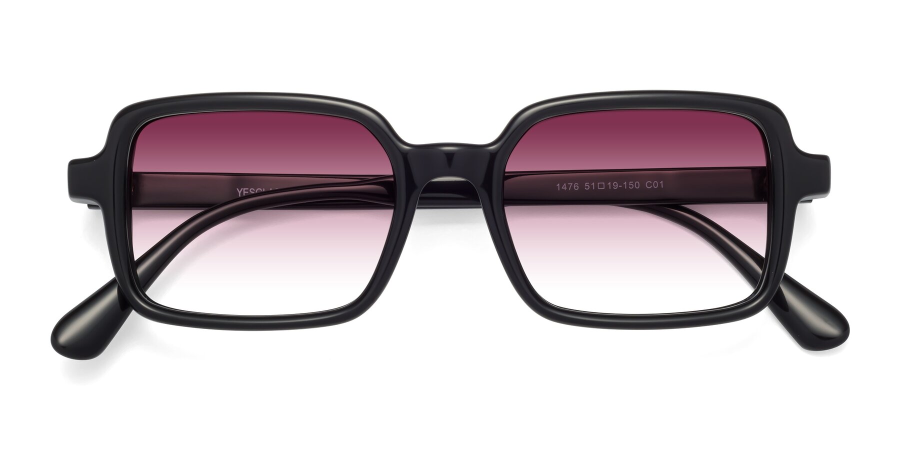 Folded Front of Canuto in Black with Wine Gradient Lenses