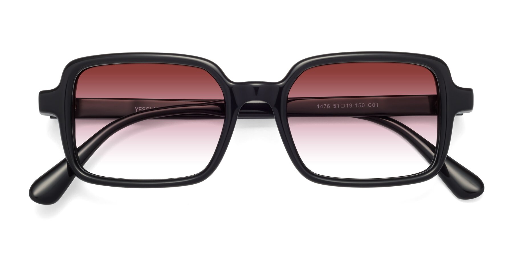 Folded Front of Canuto in Black with Garnet Gradient Lenses