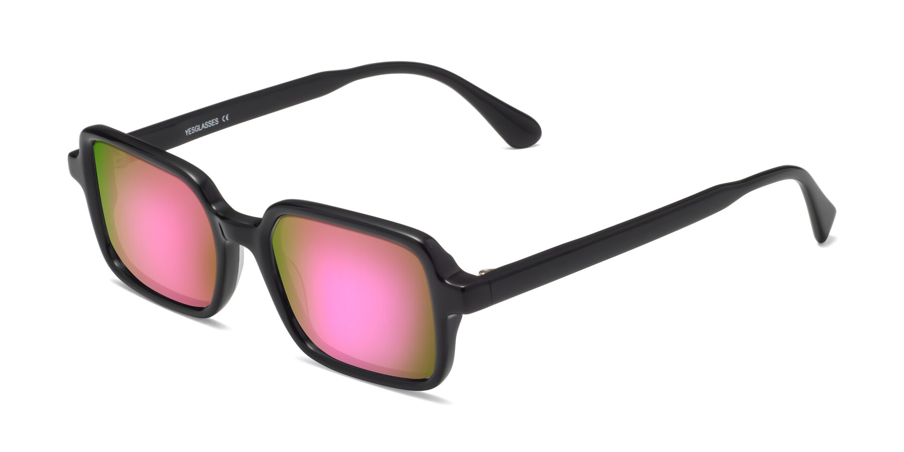 Angle of Canuto in Black with Pink Mirrored Lenses