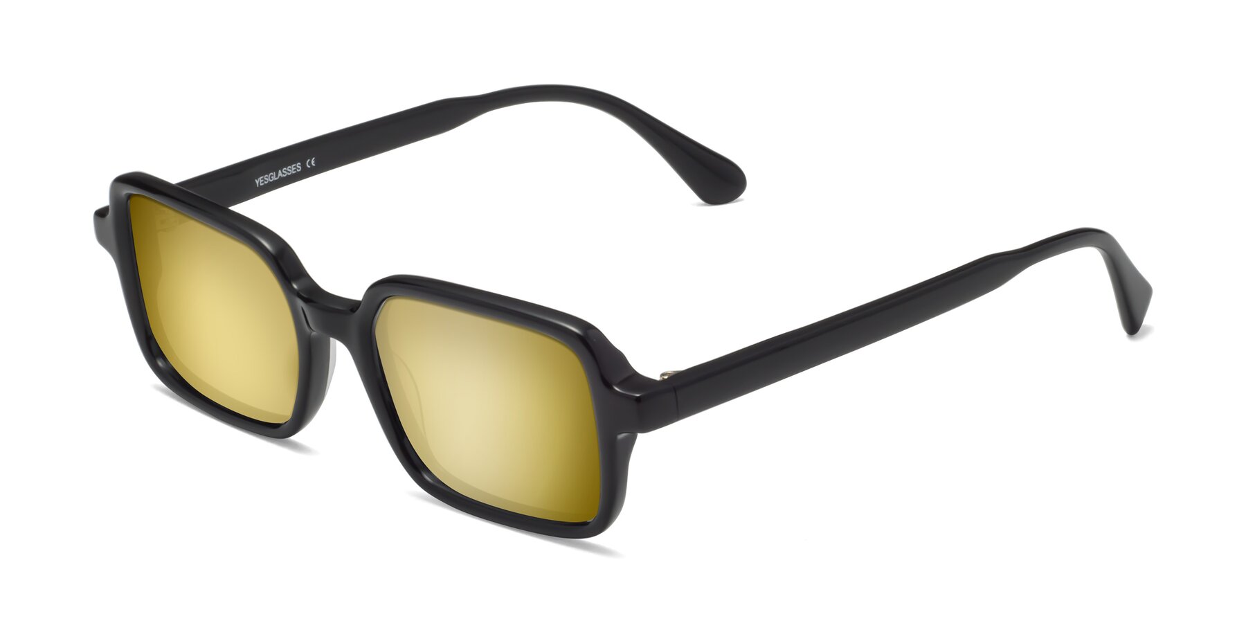 Angle of Canuto in Black with Gold Mirrored Lenses