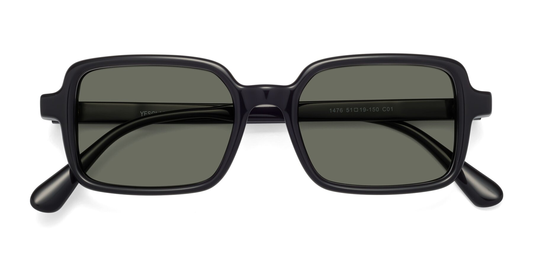 Folded Front of Canuto in Black with Gray Polarized Lenses