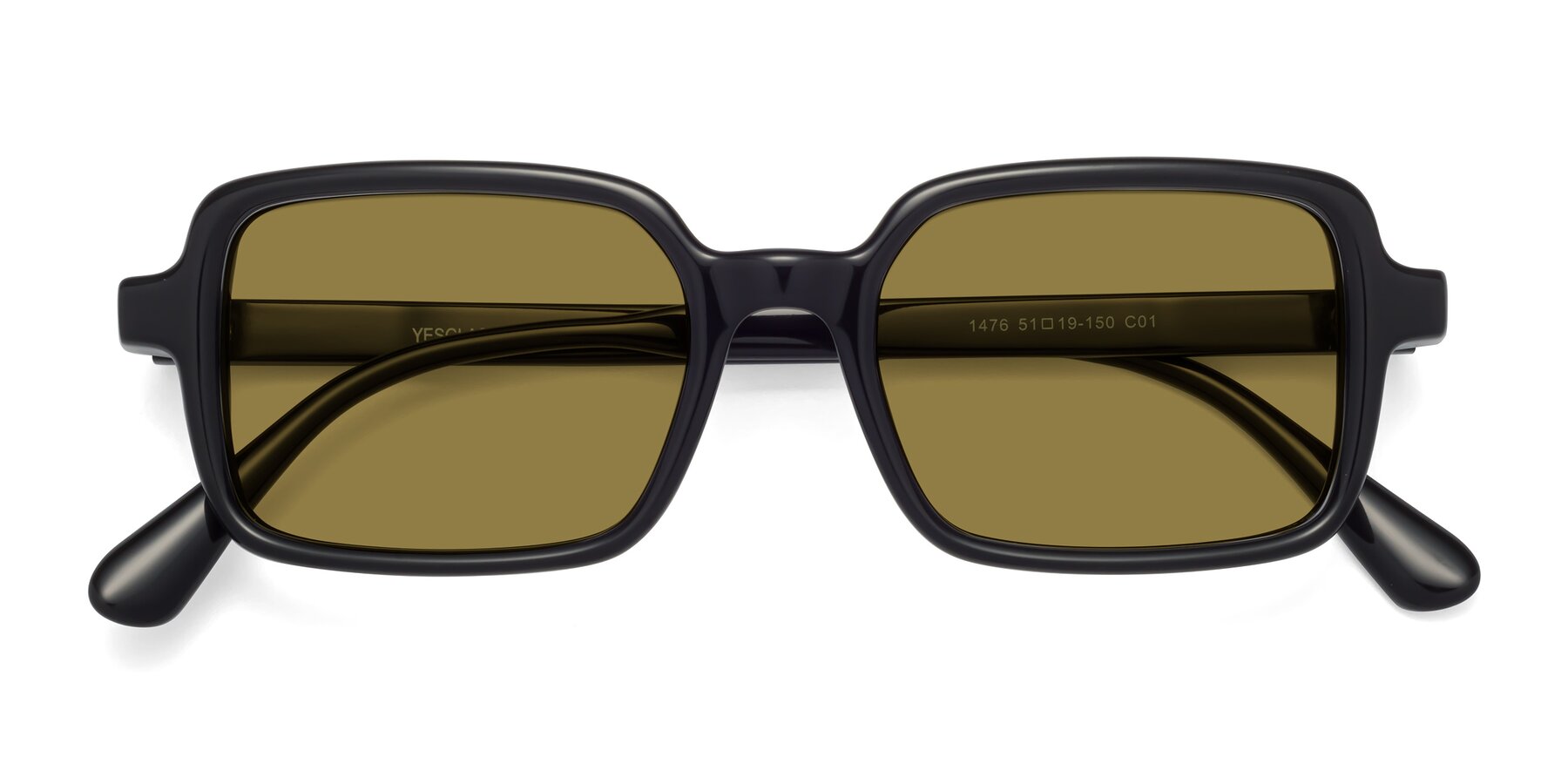 Folded Front of Canuto in Black with Brown Polarized Lenses