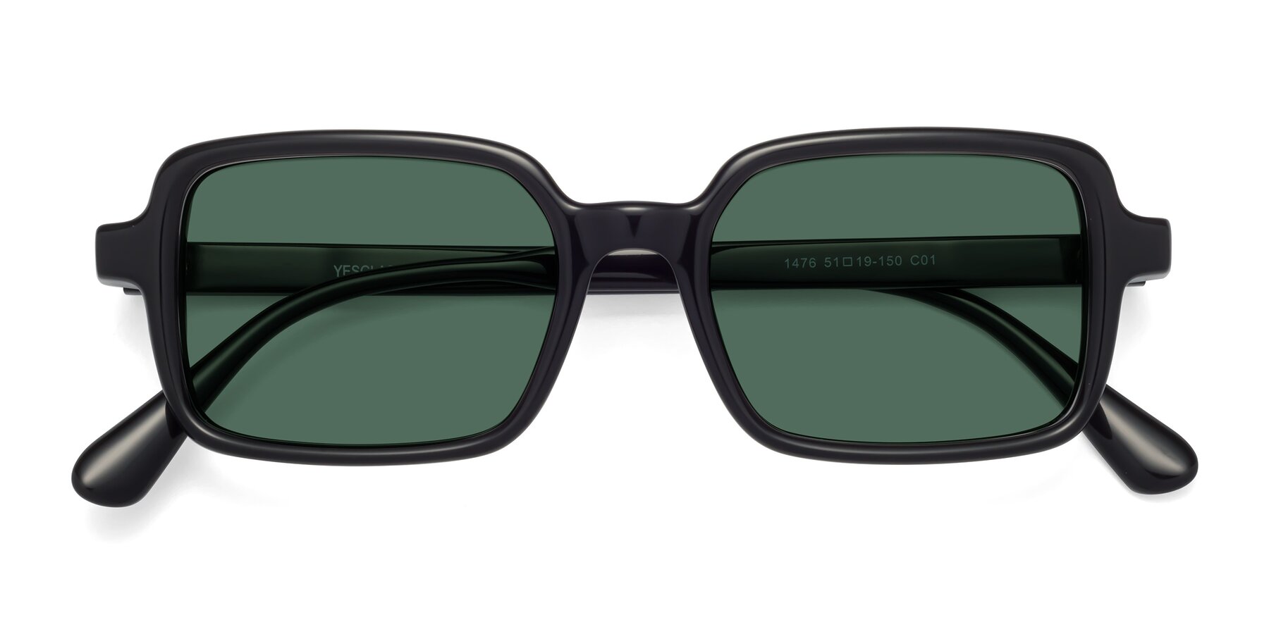 Folded Front of Canuto in Black with Green Polarized Lenses