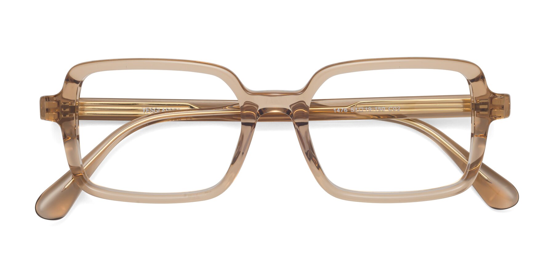 Folded Front of Canuto in Caramel with Clear Blue Light Blocking Lenses