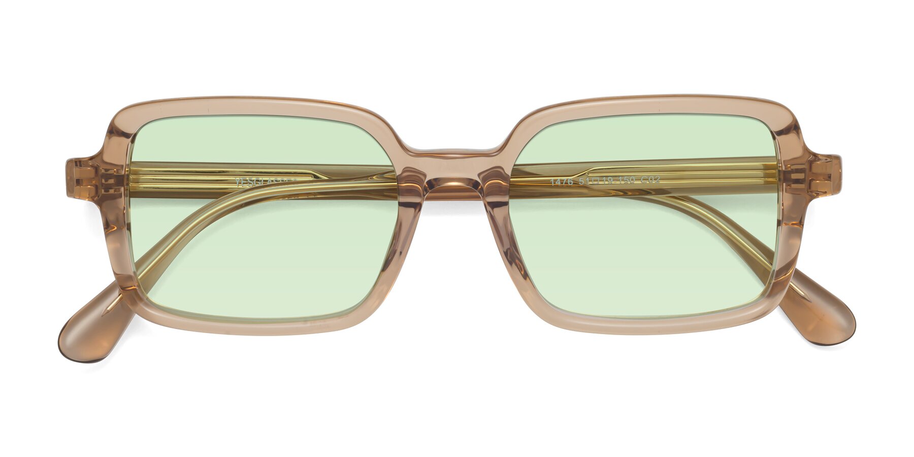 Folded Front of Canuto in Caramel with Light Green Tinted Lenses