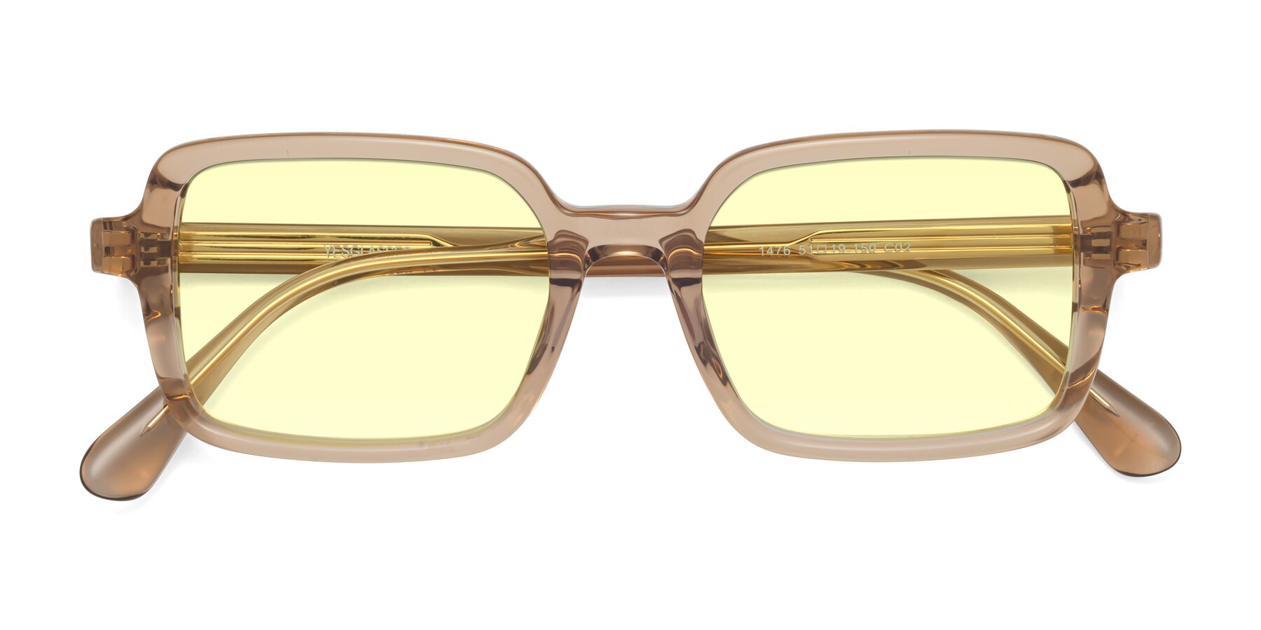 Folded Front of Canuto in Caramel with Light Yellow Tinted Lenses