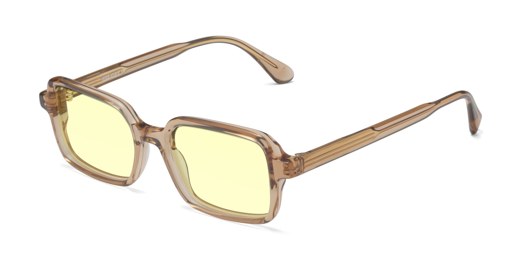Angle of Canuto in Caramel with Light Yellow Tinted Lenses