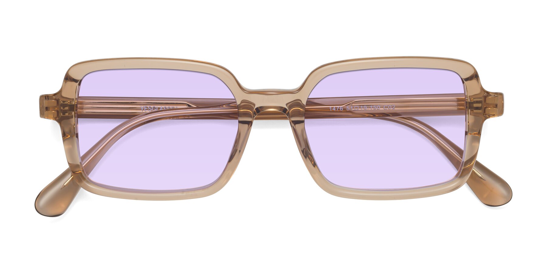 Folded Front of Canuto in Caramel with Light Purple Tinted Lenses