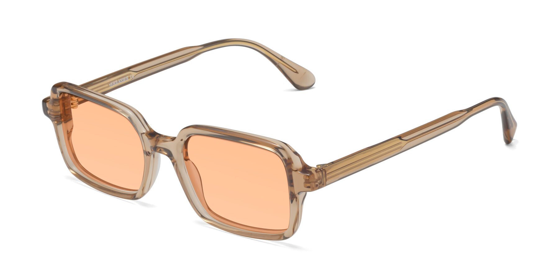 Angle of Canuto in Caramel with Light Orange Tinted Lenses