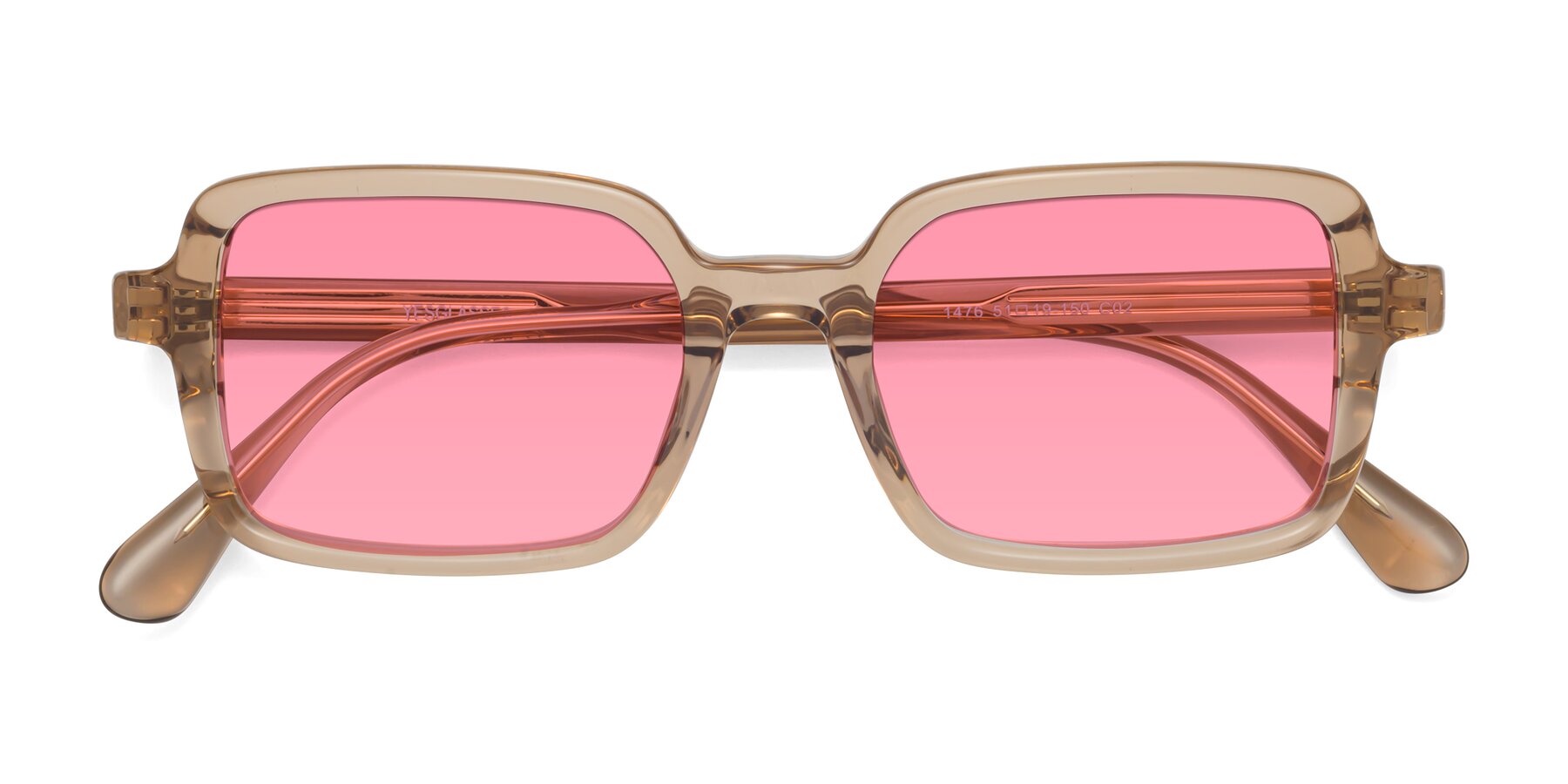 Folded Front of Canuto in Caramel with Pink Tinted Lenses