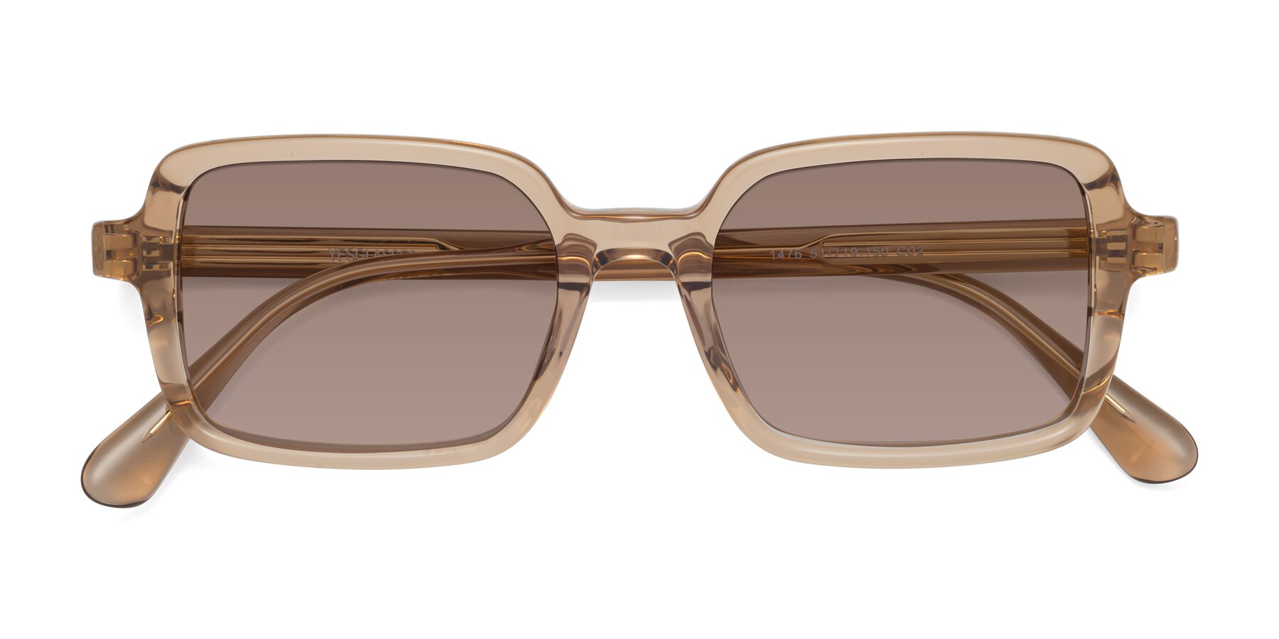 Folded Front of Canuto in Caramel with Medium Brown Tinted Lenses