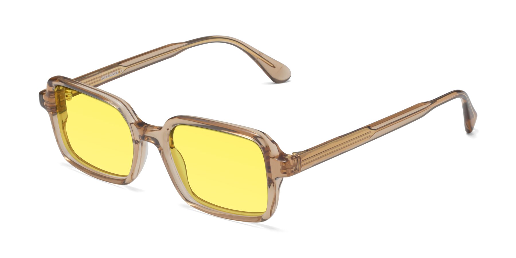 Angle of Canuto in Caramel with Medium Yellow Tinted Lenses