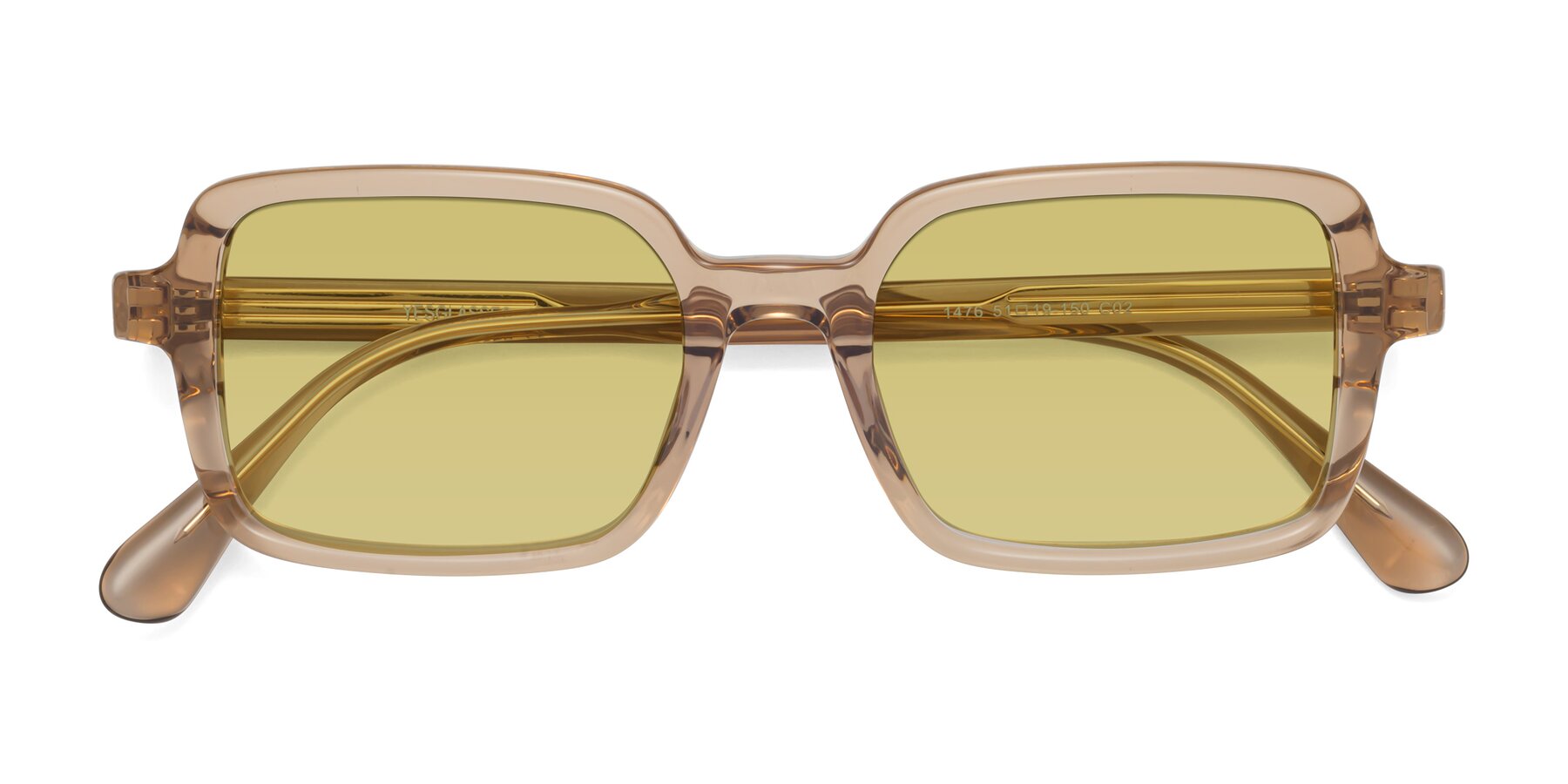 Folded Front of Canuto in Caramel with Medium Champagne Tinted Lenses