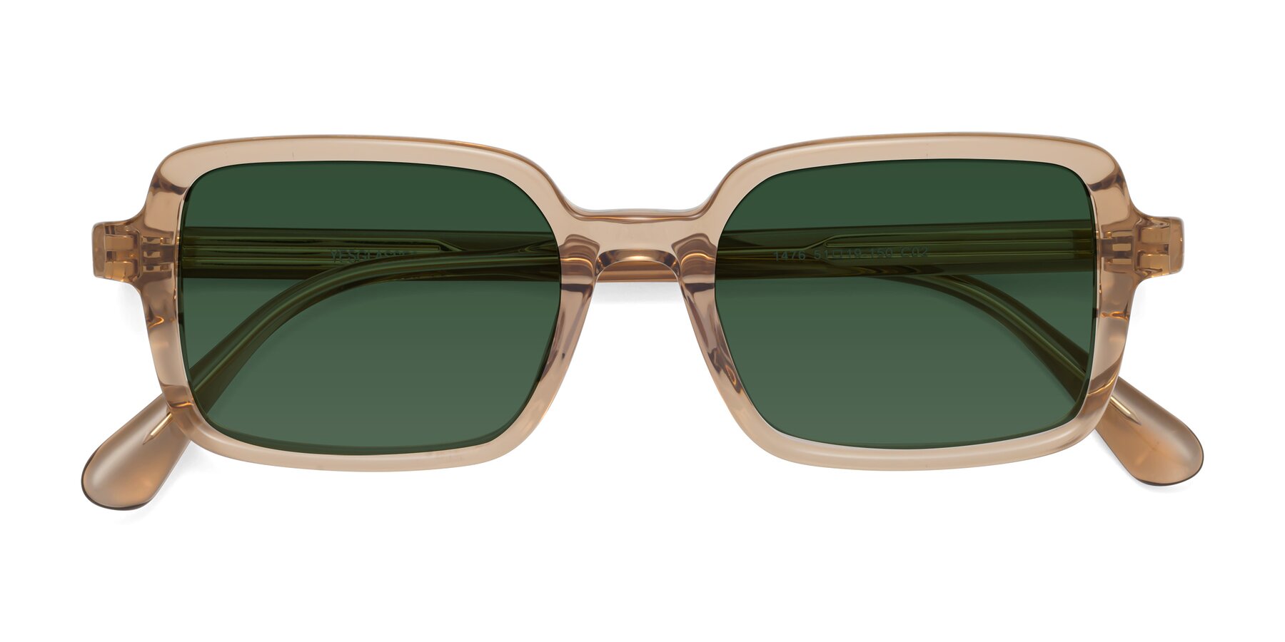 Folded Front of Canuto in Caramel with Green Tinted Lenses