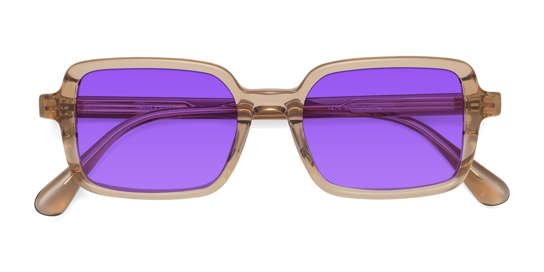 Folded Front of Canuto in Caramel with Purple Tinted Lenses