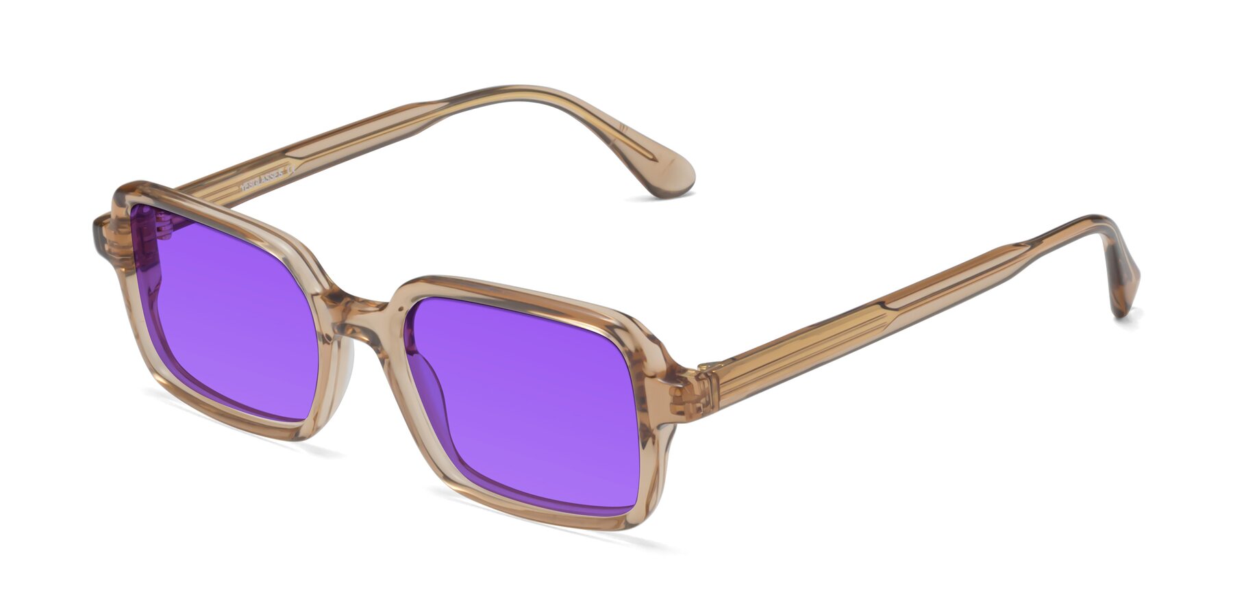 Angle of Canuto in Caramel with Purple Tinted Lenses