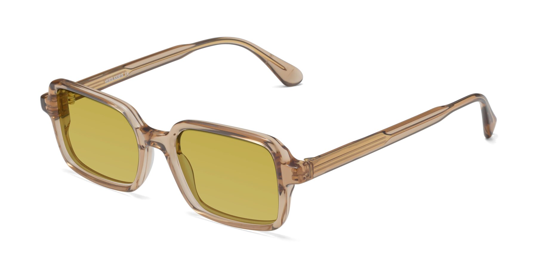 Angle of Canuto in Caramel with Champagne Tinted Lenses