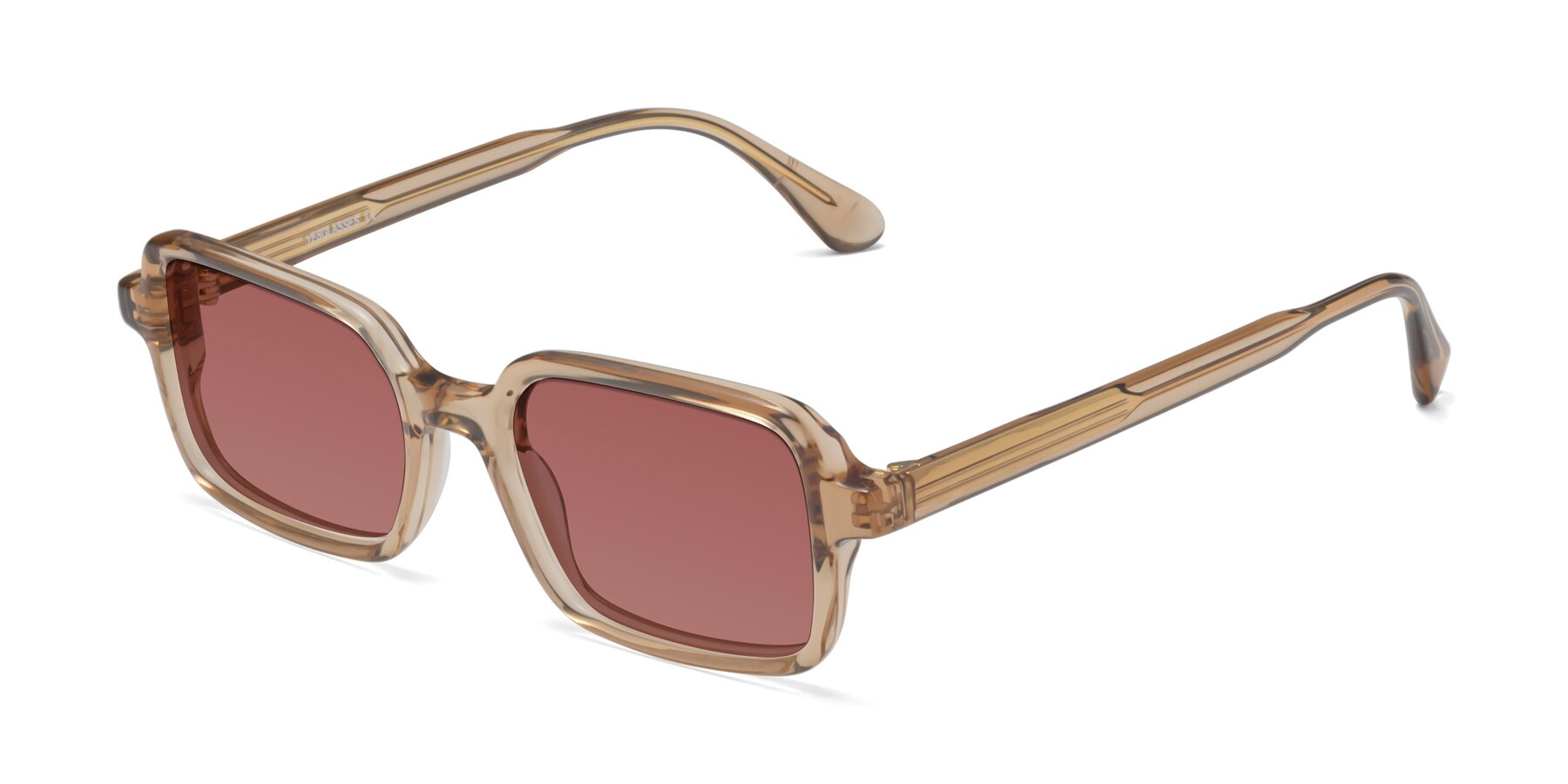 Angle of Canuto in Caramel with Garnet Tinted Lenses