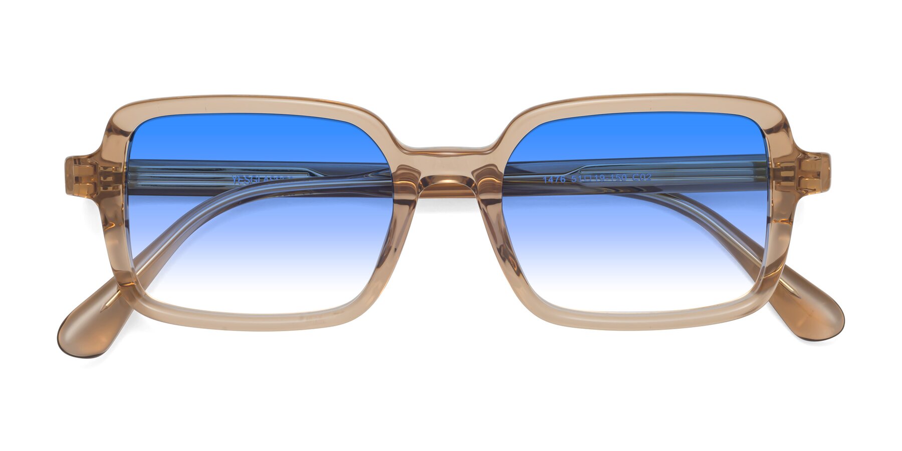 Folded Front of Canuto in Caramel with Blue Gradient Lenses