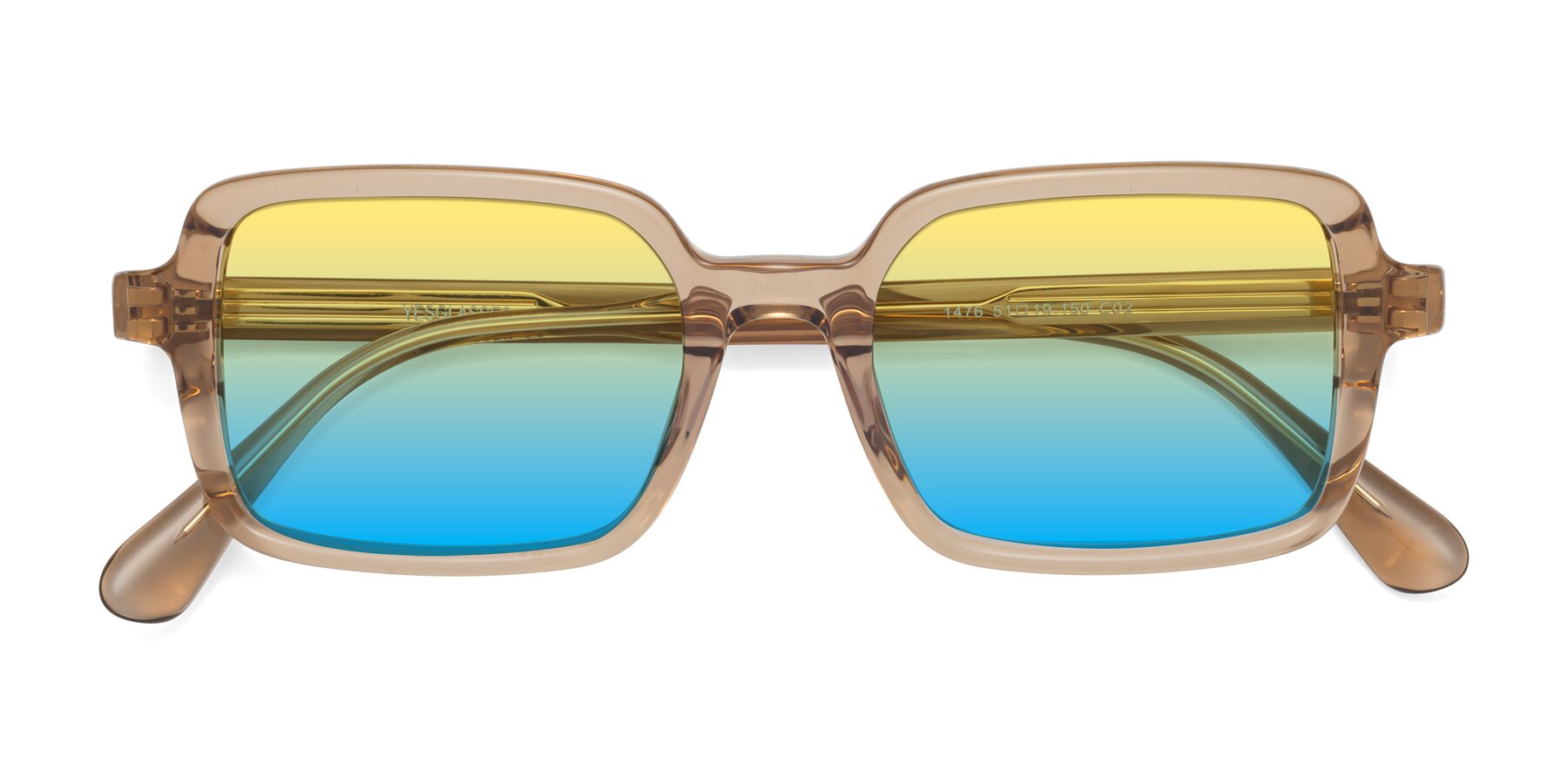 Folded Front of Canuto in Caramel with Yellow / Blue Gradient Lenses