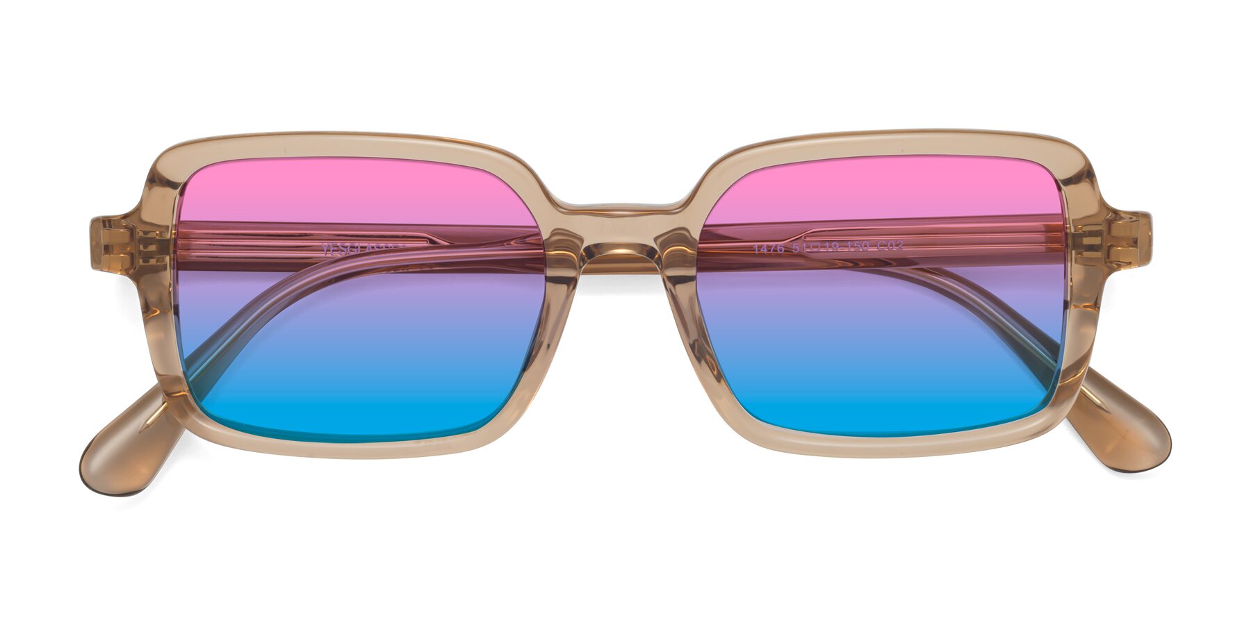 Folded Front of Canuto in Caramel with Pink / Blue Gradient Lenses