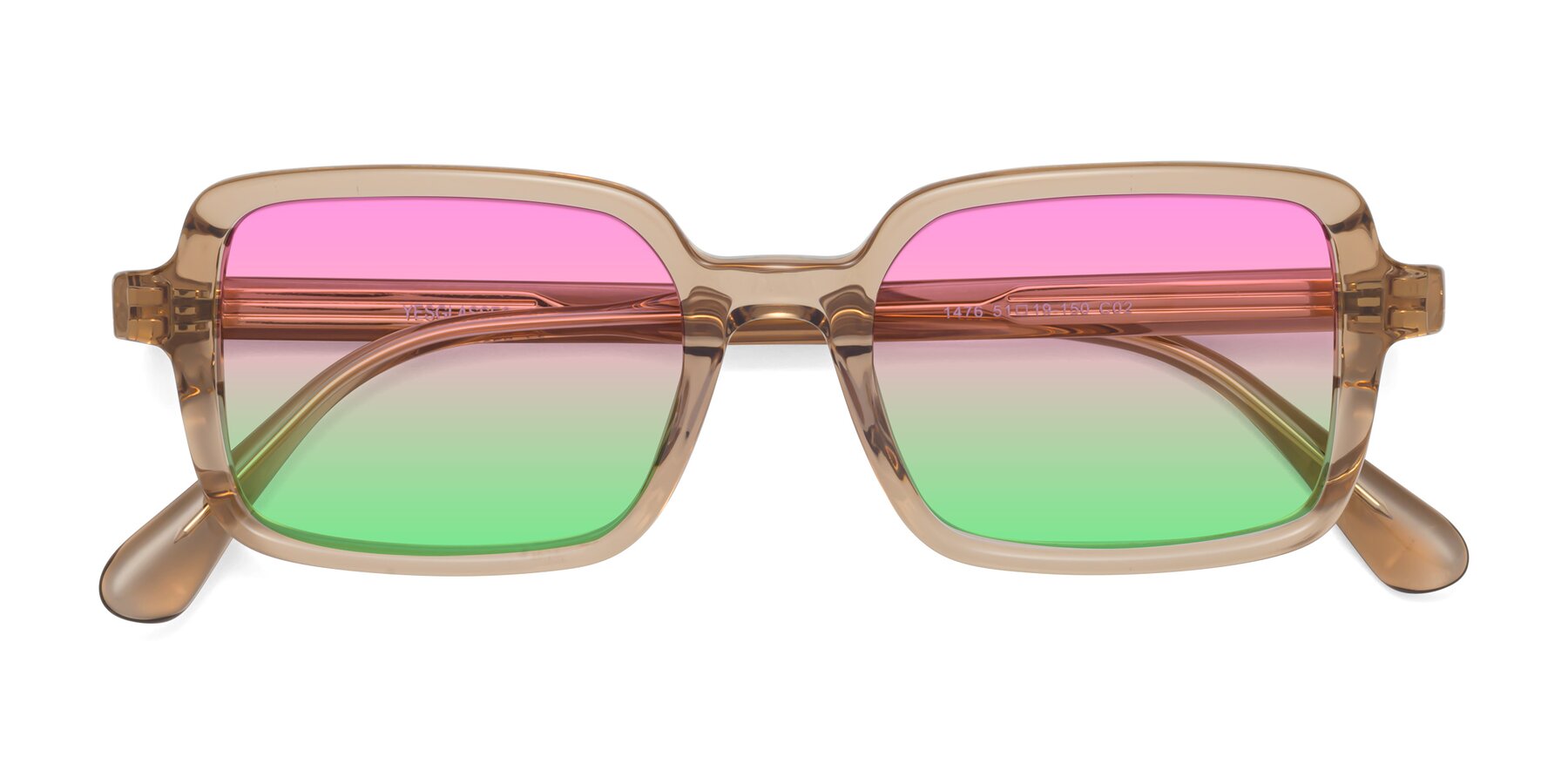 Folded Front of Canuto in Caramel with Pink / Green Gradient Lenses