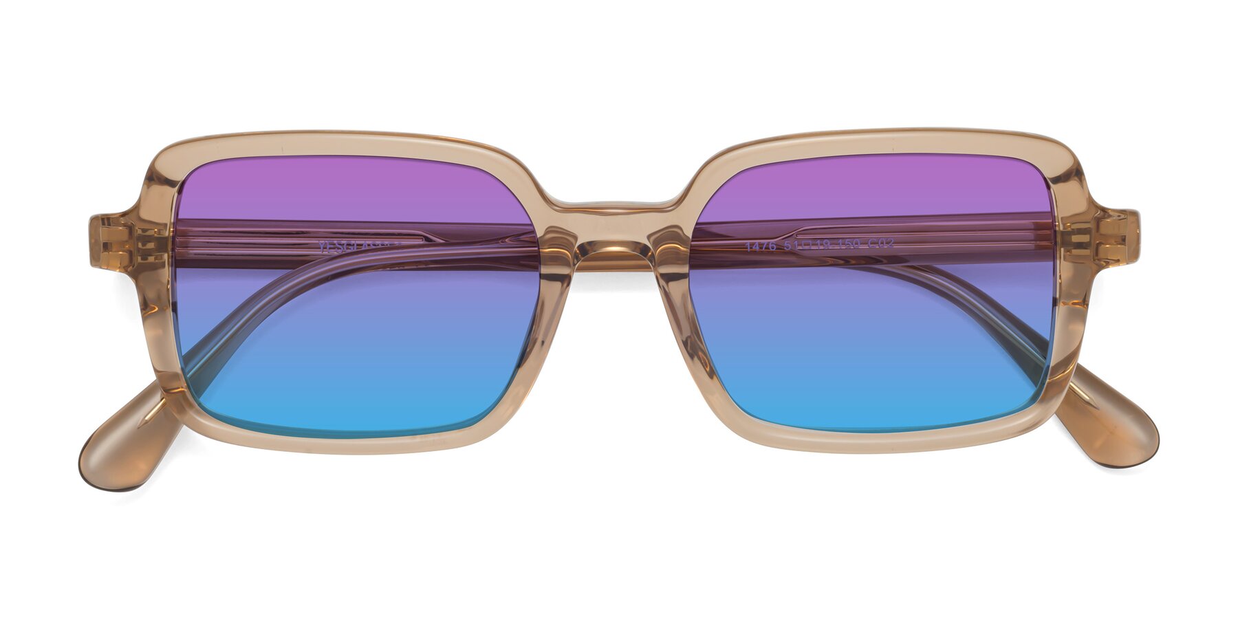 Folded Front of Canuto in Caramel with Purple / Blue Gradient Lenses