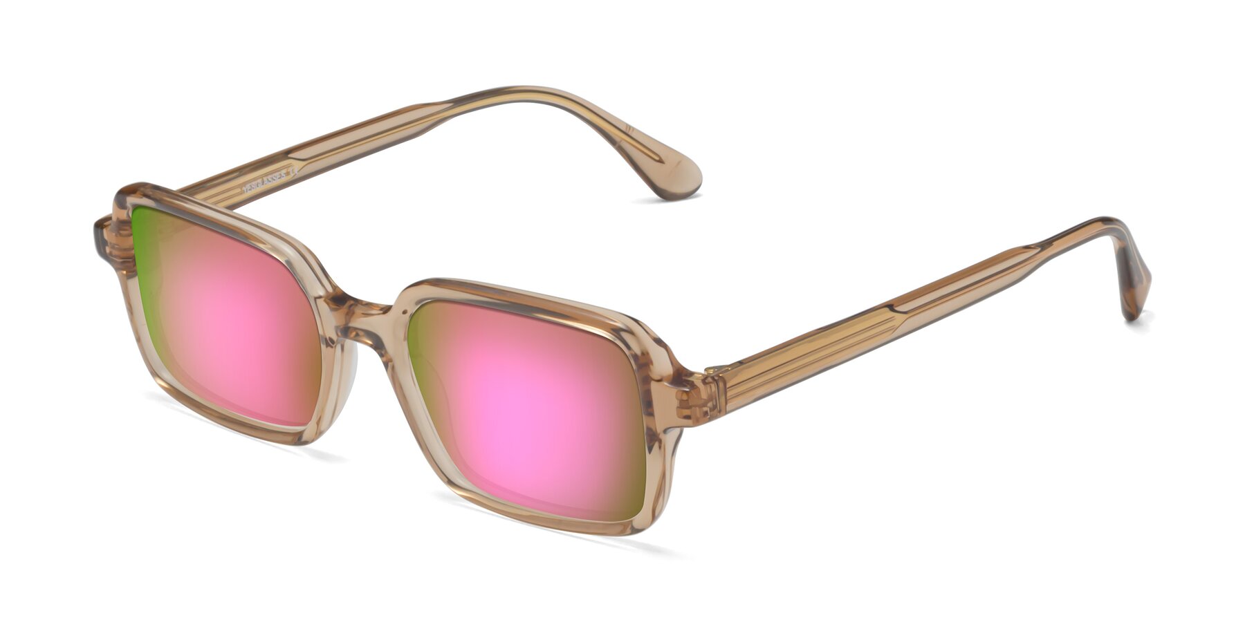 Angle of Canuto in Caramel with Pink Mirrored Lenses