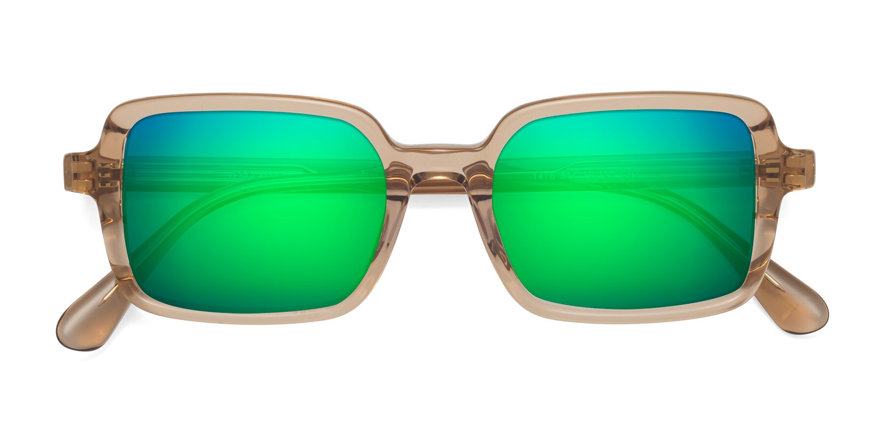 Folded Front of Canuto in Caramel with Green Mirrored Lenses