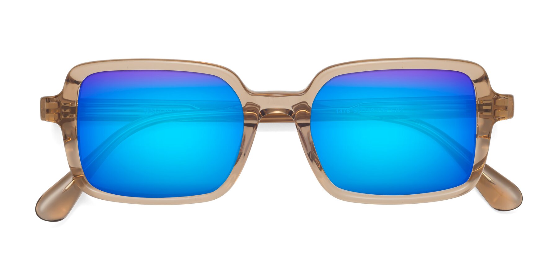 Folded Front of Canuto in Caramel with Blue Mirrored Lenses