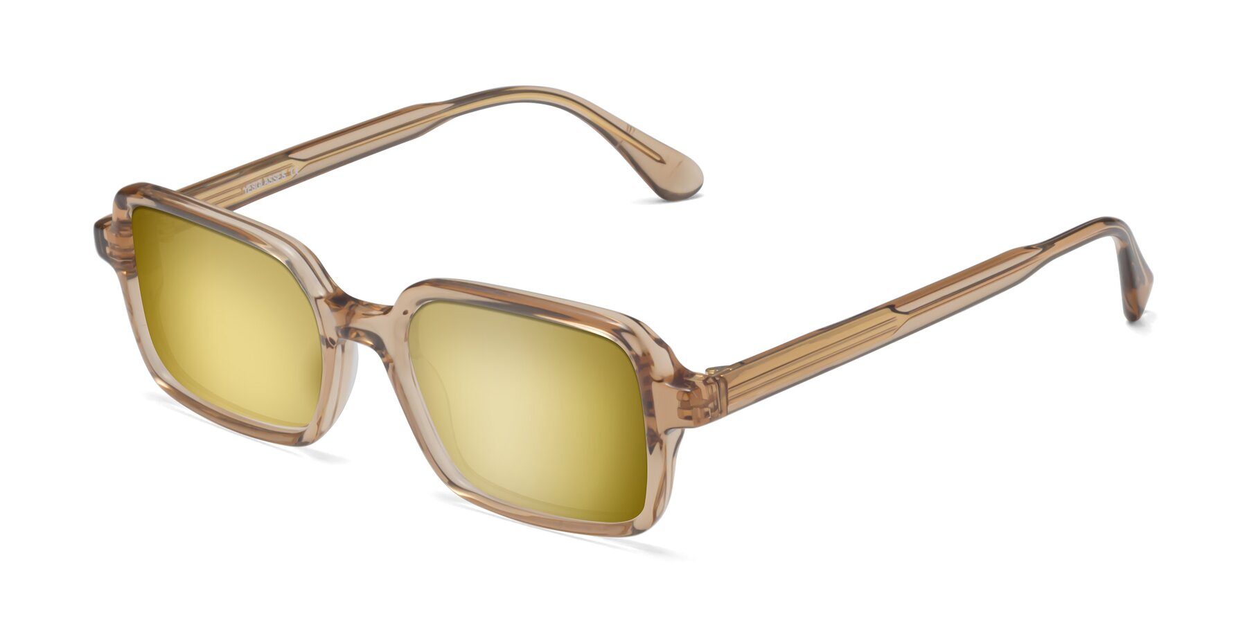 Angle of Canuto in Caramel with Gold Mirrored Lenses