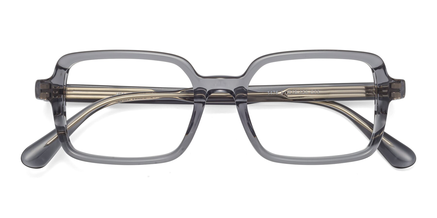 Folded Front of Canuto in Transparent Gray with Clear Eyeglass Lenses