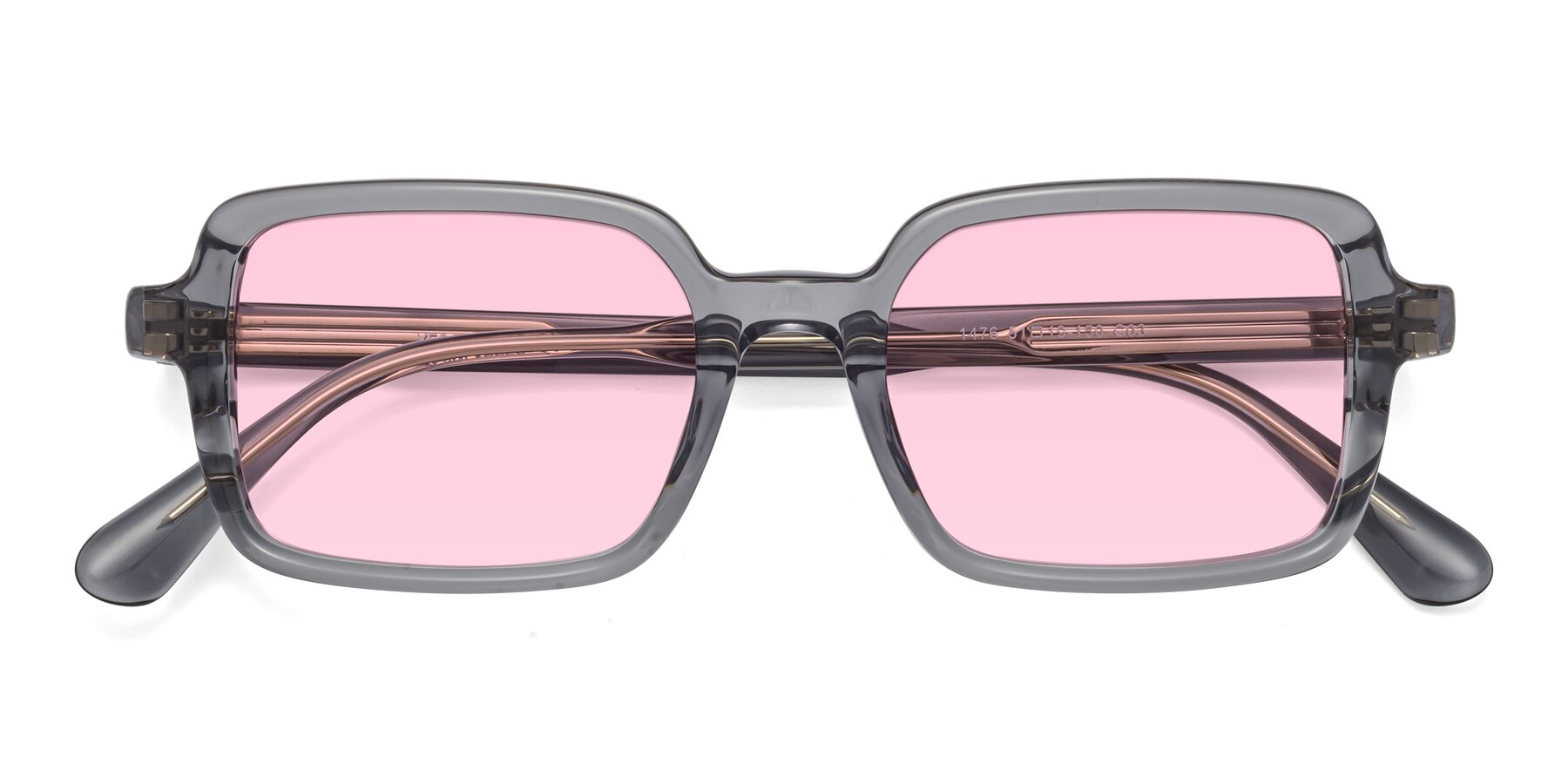 Folded Front of Canuto in Transparent Gray with Light Pink Tinted Lenses