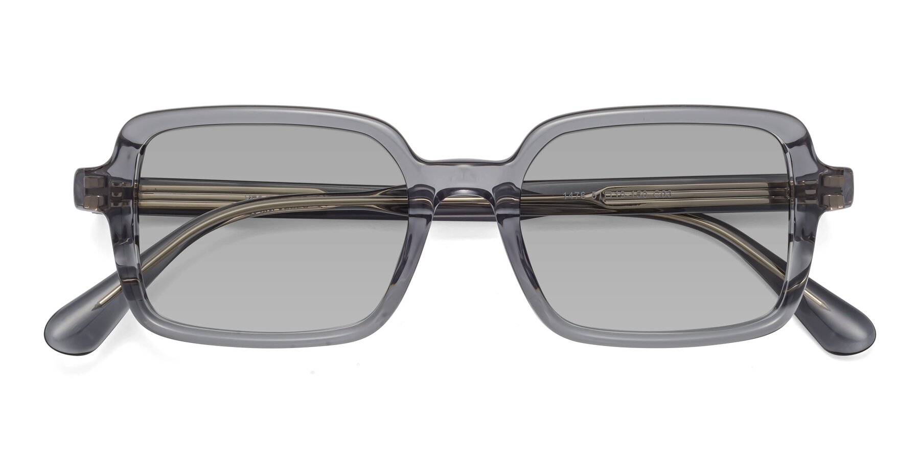 Folded Front of Canuto in Transparent Gray with Light Gray Tinted Lenses