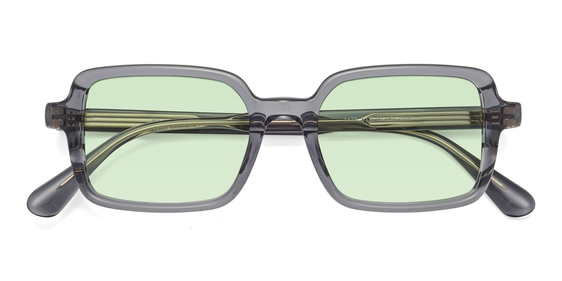 Folded Front of Canuto in Transparent Gray with Light Green Tinted Lenses