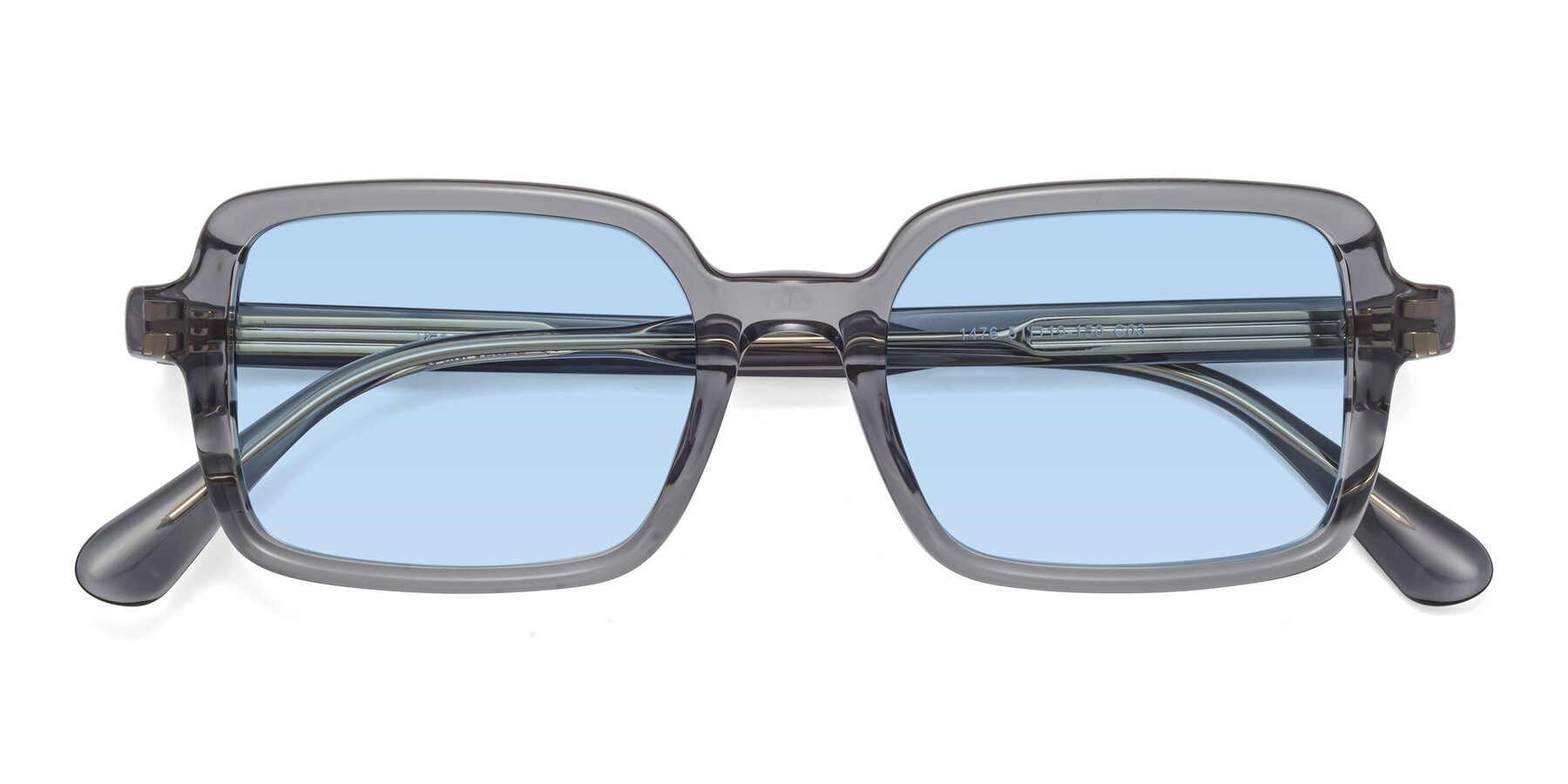 Folded Front of Canuto in Transparent Gray with Light Blue Tinted Lenses