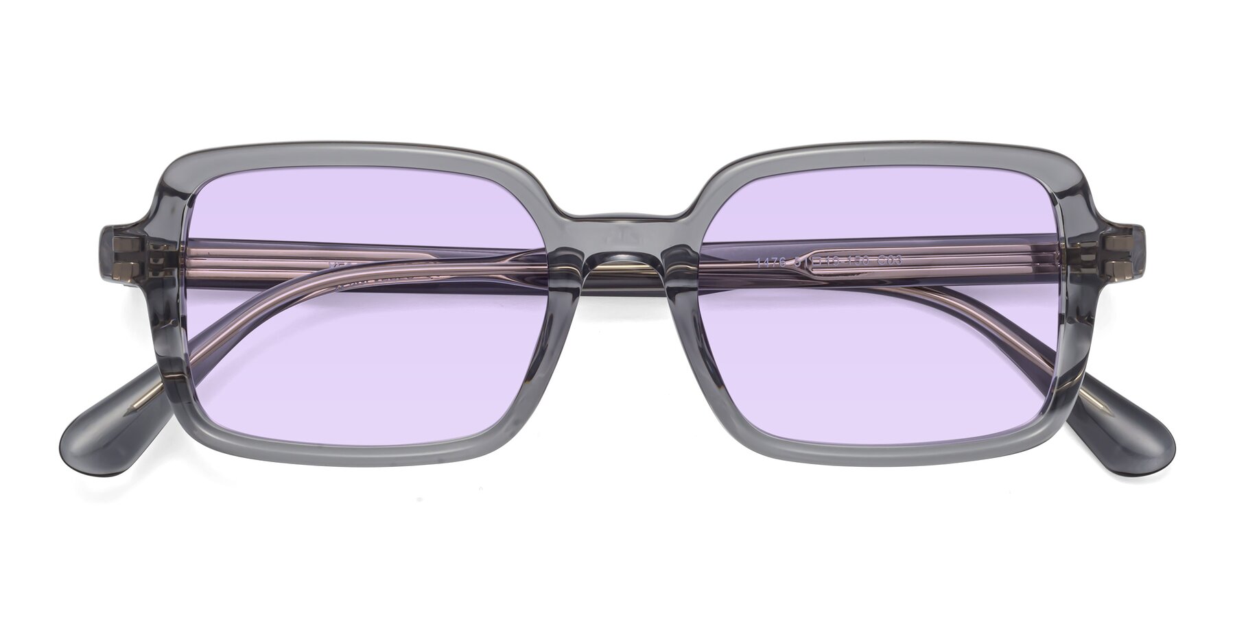Folded Front of Canuto in Transparent Gray with Light Purple Tinted Lenses