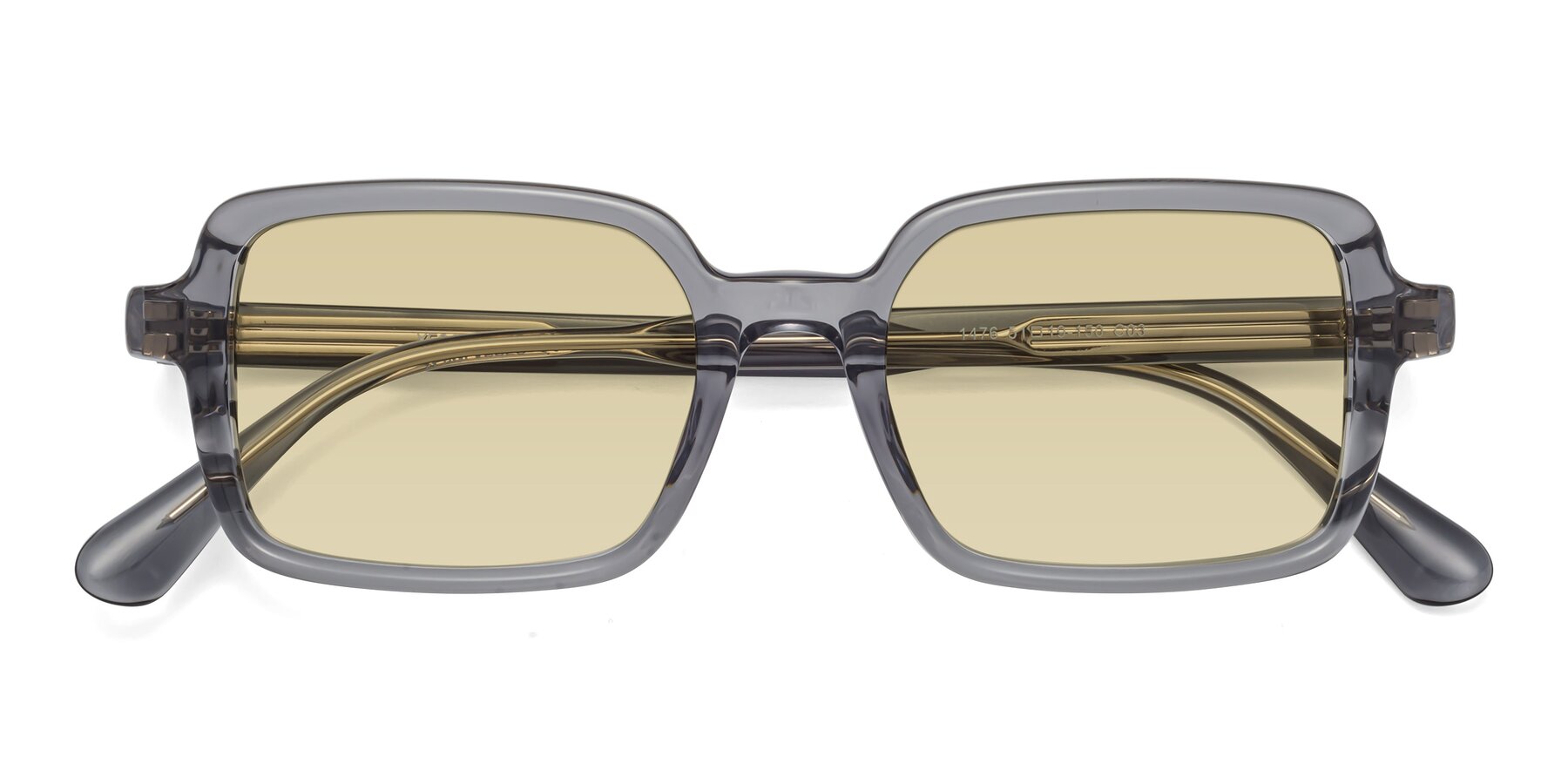 Folded Front of Canuto in Transparent Gray with Light Champagne Tinted Lenses