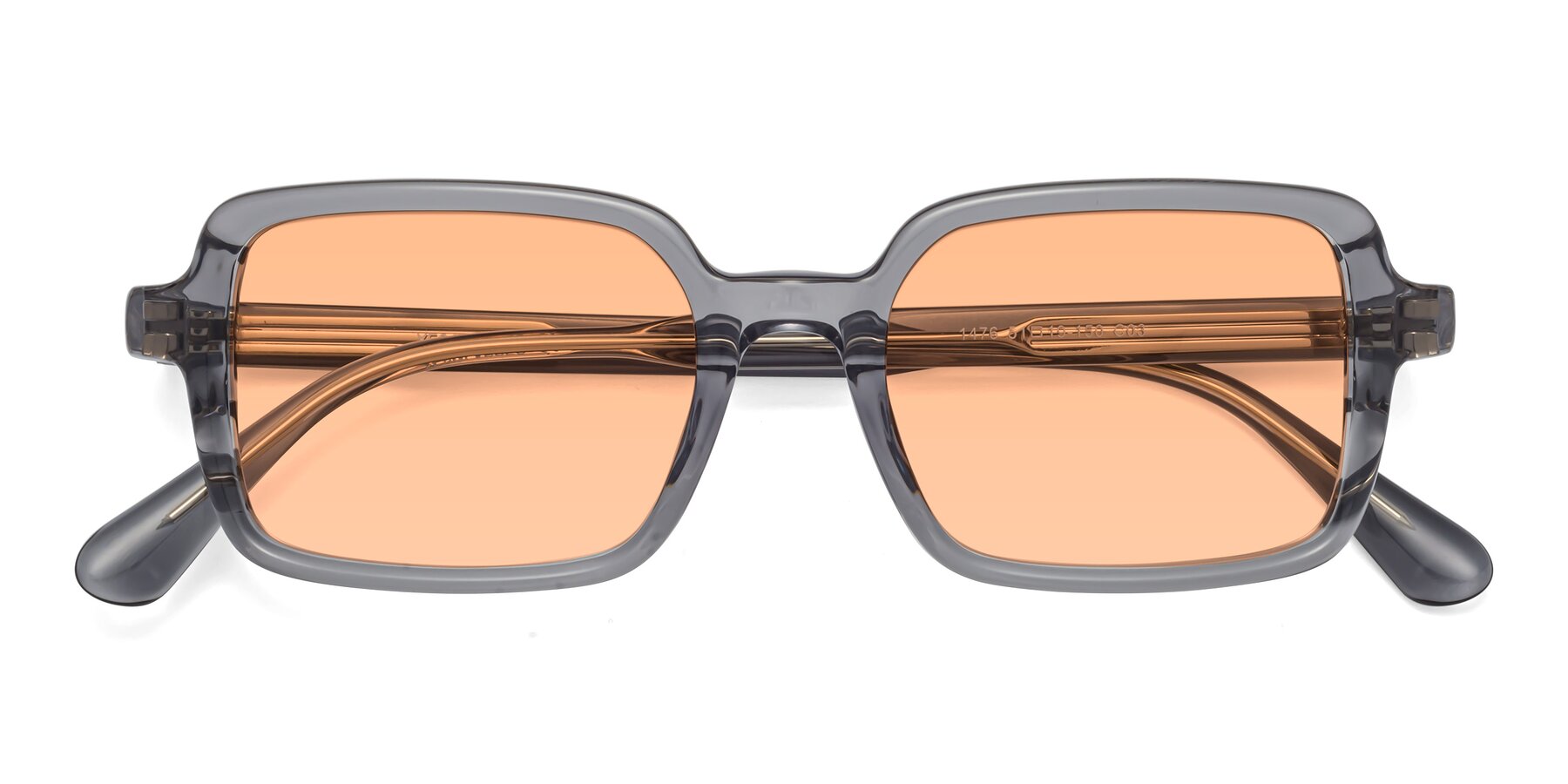 Folded Front of Canuto in Transparent Gray with Light Orange Tinted Lenses